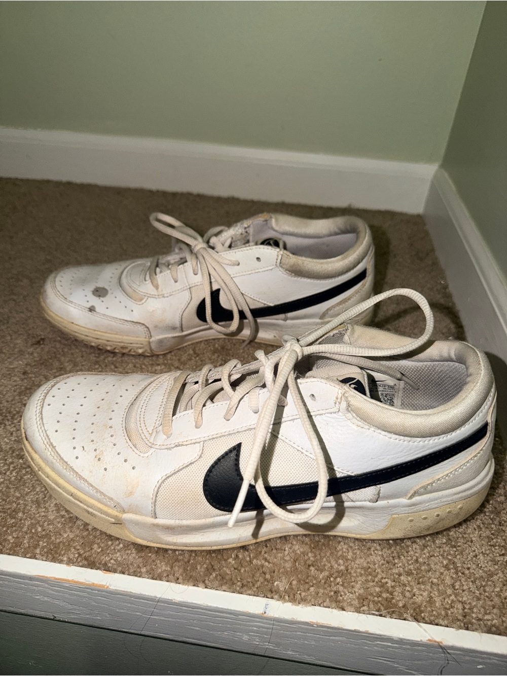 Nike White and Black Low-Top Sneakers with Swoosh